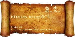 Mittich Kristóf névjegykártya